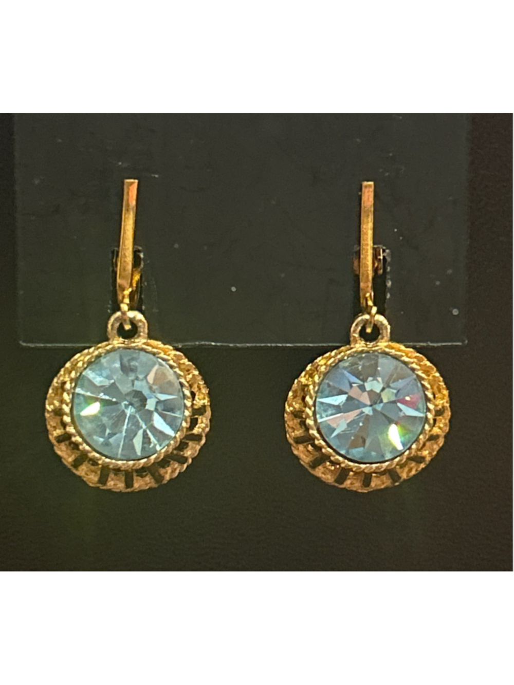 Women's Unbranded Gold-Tone Blue Crystal Drop Earrings clip on One Size